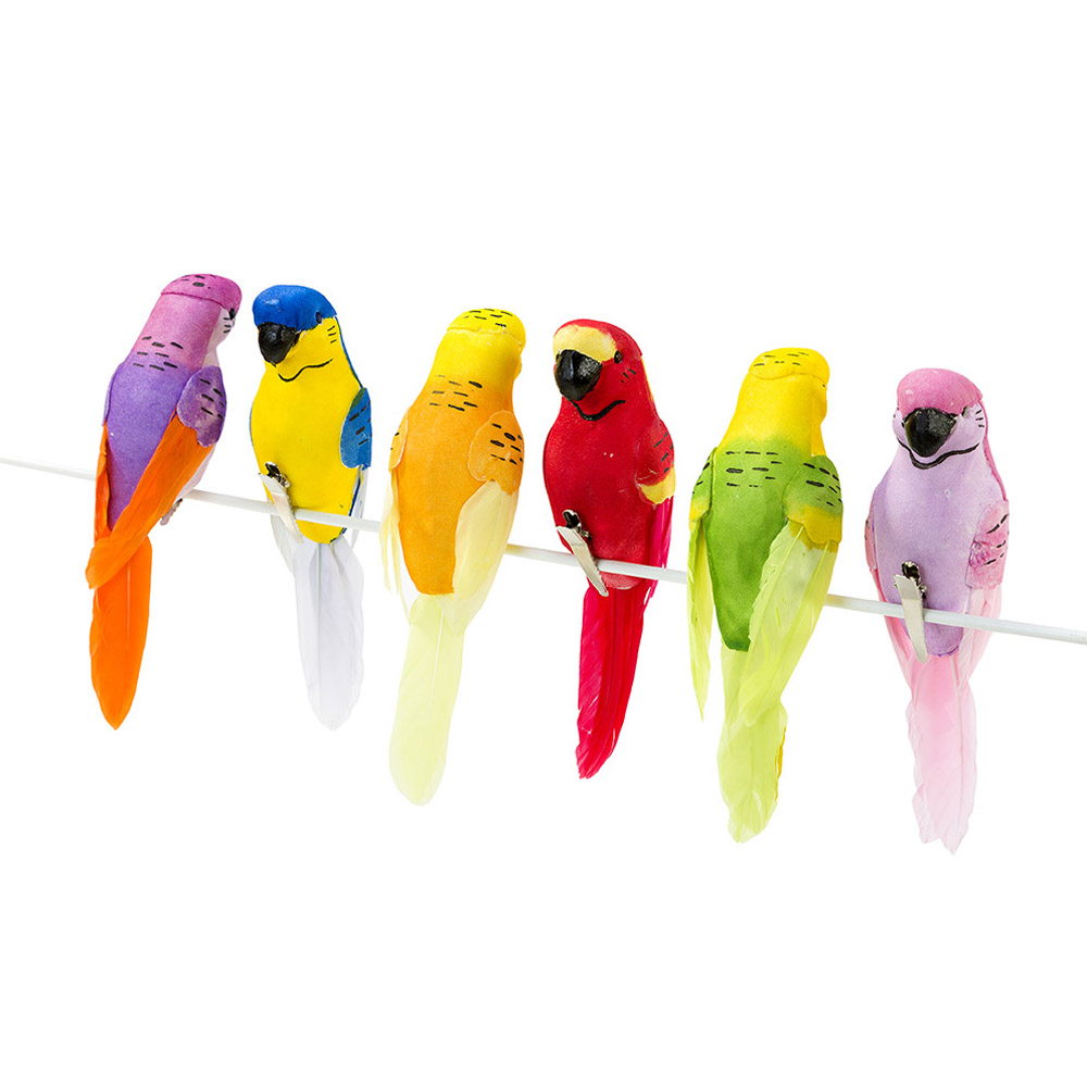 6 Clip on Tropical Birds Parrots Hawaiian Party Theme Carnival Fiesta